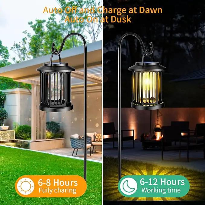 Solar Lanterns Outdoor All-Weather Resistance Upgraded Solar-Powered LED Flame Lanterns - Waterproof Outdoor Hanging Solar Lighting for Garden, Porch, and Pathway Decor (2) by GreenHaven Gardens