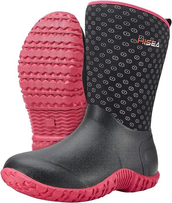 HISEA Women's Rubber Garden Boots Waterproof Insulated Yard Gardening Shoes Mid Height for Mud Working Outdoor by GreenHaven Gardens