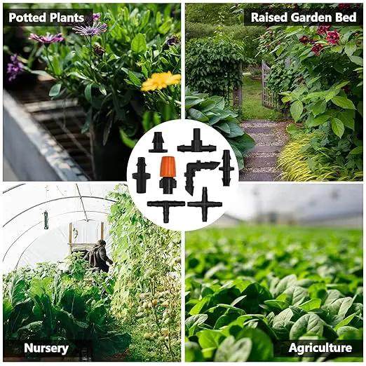 280 Pcs Drip Irrigation Fittings Kit for 1/4" Tubing, 1/4 Inch Drip Irrigation Barbed Connectors (Nozzles, Nozzle Tees, Single Barbs, Couplings, Tees, Elbows, Plugs, Crosses) for Garden System by GreenHaven Gardens