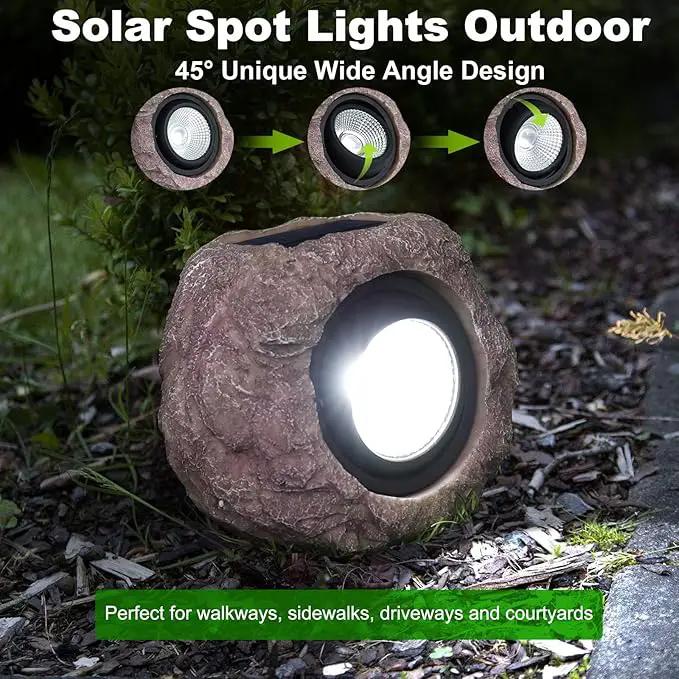 Outdoor Solar Rock Light, Waterproof LED Solar Spotlight, Garden Landscape Lights, Decorative Garden Rock Lights for Paths, Sidewalks, Patio and Landscaping - 2 Pack
