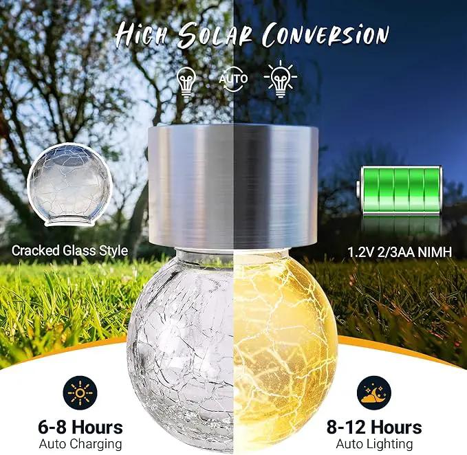 GIGALUMI 16 Pack Solar Outdoor Lights, Solar Hanging Lights for Christmas Decoration-Cracked Glass Solar Lights Outdoor Waterproof for Garden, Yard, Fence, Tree(Warm White) by GreenHaven Gardens
