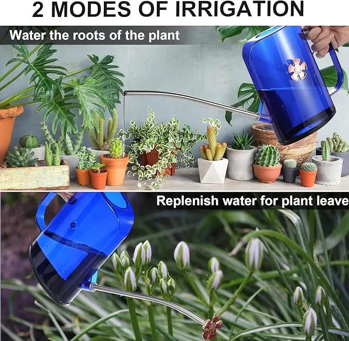 Watering Can Indoor for House Plants Small Watering cans with Long Spout Flower Model Sprinkler Head 1.2L (Blue, 1.2L) by GreenHaven Gardens