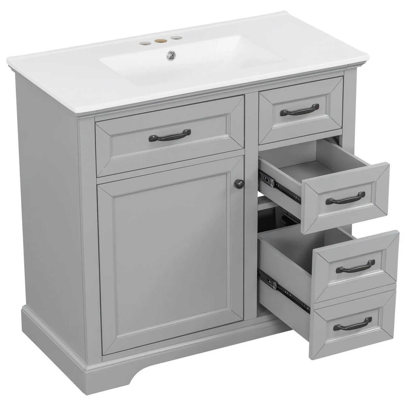 36" Bathroom Vanity With Sink, 2 Tip-Out Drawers, Soft Close Hinges by HouseOfZazla