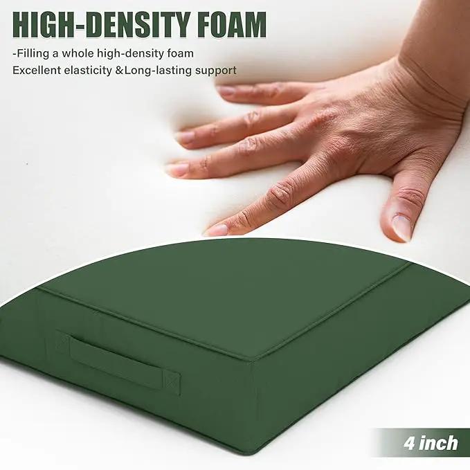 Patio Chair Cushions 19 X 19 X 4 Inch Waterproof Outdoor Seat Cushions for Patio Furniture, Outdoor Sofa Couch Pads with Ties & Handle, Set of 2, Green by GreenHaven Gardens