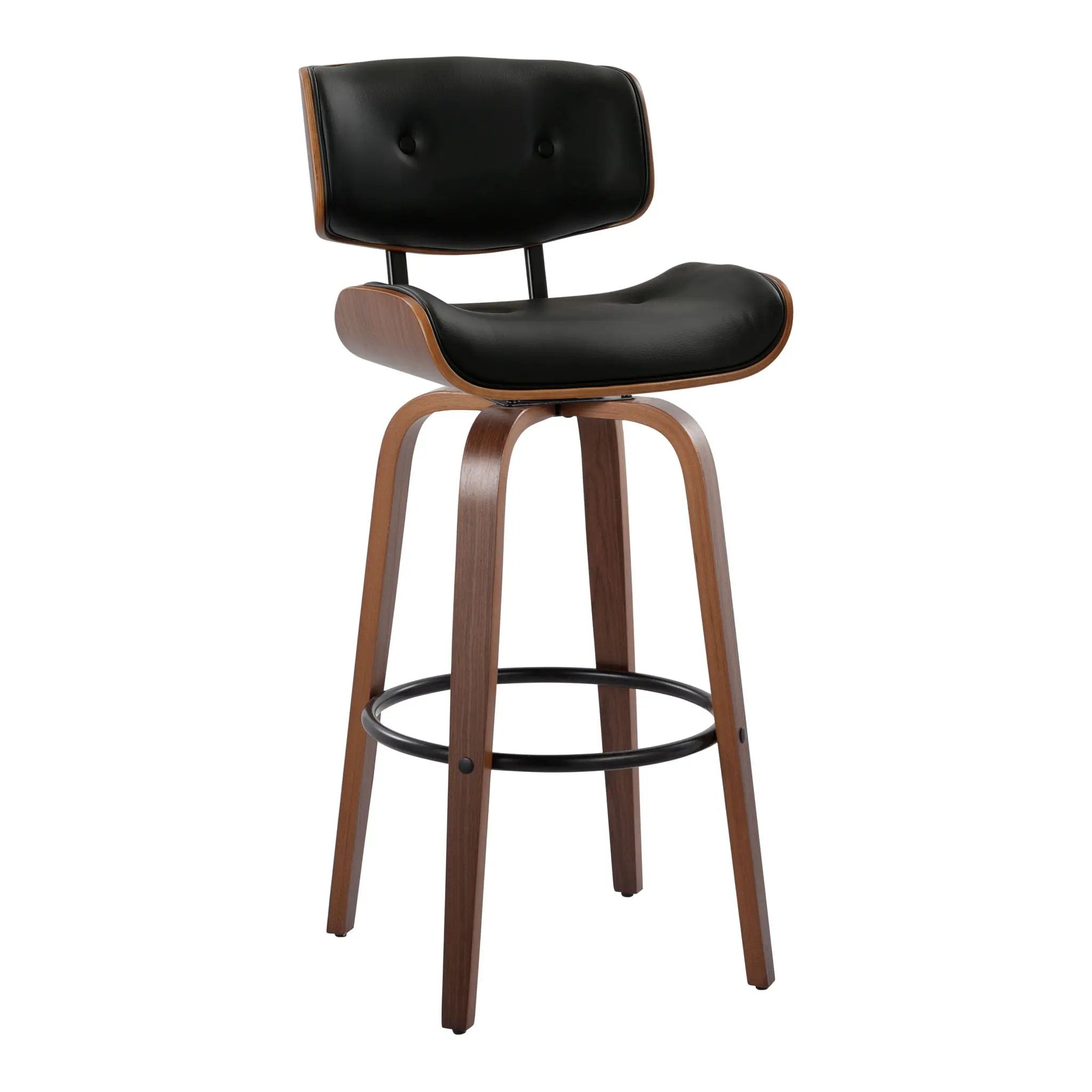 Lombardi - Mid-Century Modern Fixed Height Barstool With Swivel With Round Footrest (Set of 2) by Unique Piece Furniture