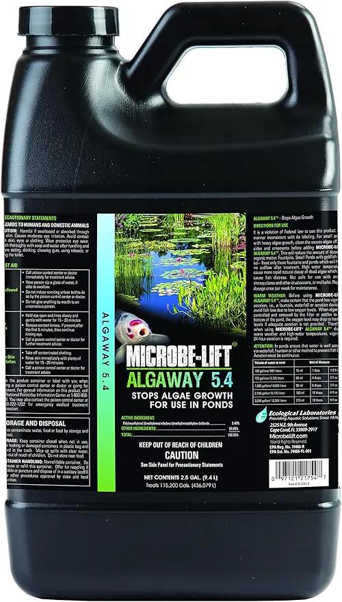 MICROBE-LIFT ALGA2.5 Algaway 5.4 Algae Control Treatment for Ponds and Water Gardens, Safe for Koi Fish, Goldfish, Plants, and Decorations, 2.5 Gallons by GreenHaven Gardens