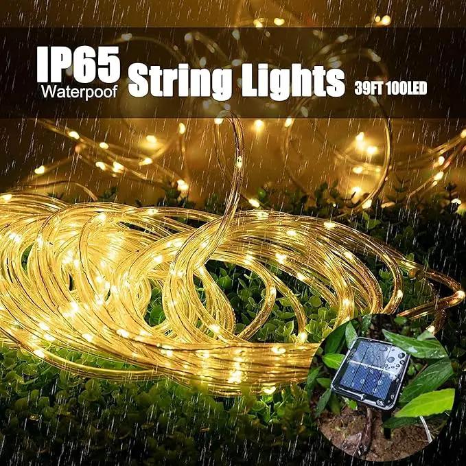 Solar Rope Light 2 Pack Waterproof IP65 39FT 100LEDs Outdoor LED ‎Solar Outdoor Lights for Party Garden Yard Home Wedding Christmas Halloween Holiday Tree Decoration Lighting by GreenHaven Gardens