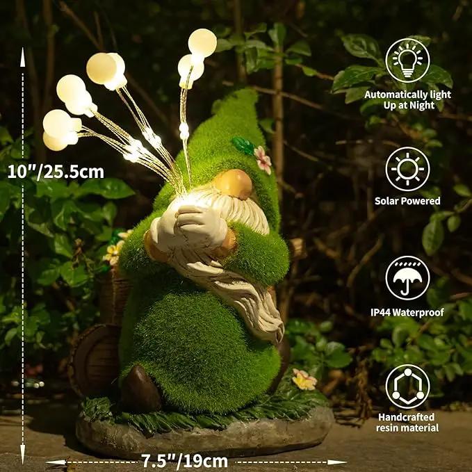mopha Garden Gnomes Statues Outdoor Decor, Funny Solar Powered Fairy Firefly Lights Lawn Ornaments, Resin Figurines Outside Decoration Clearance Gardening Gift by GreenHaven Gardens