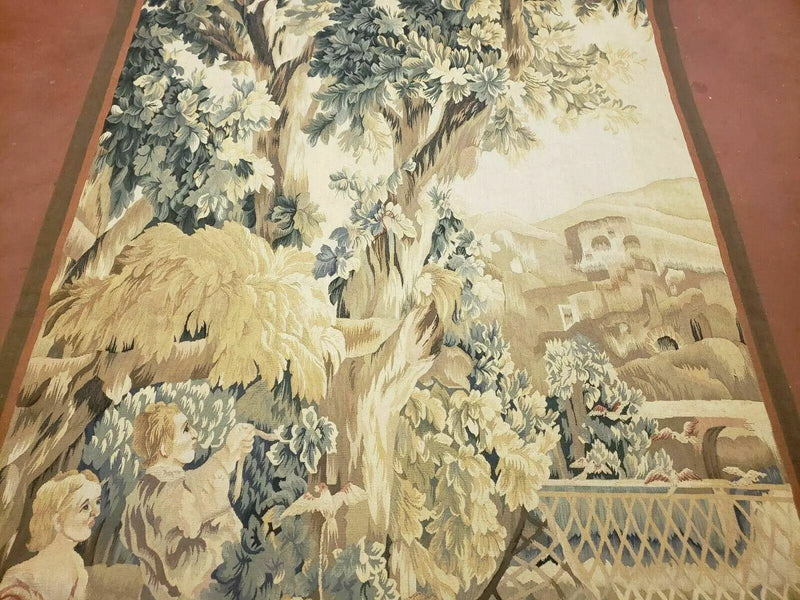 4' X 6' Tapestry French Design Handmade Aubusson Weave Nature One Of A Kind by Jewel Rugs