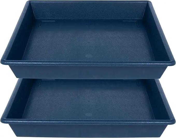 Square Plant Saucer 16 Inch 2 Pack, Plant Stand Plant Trays for Pots Heavy Duty Plastic Plant Saucers for Indoors Outdoors, Flower Pot No Holes Plant Lover Gardening Gifts by GreenHaven Gardens
