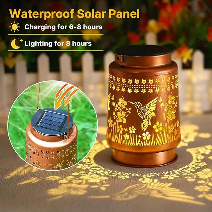 Hummingbird Solar Lanterns Outdoor Waterproof Hanging Solar Lights Gifts for Women Metal LED Lanterns Outside for Garden, Yard, Patio, Lawn, Porch by GreenHaven Gardens