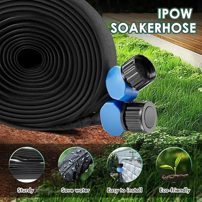 IPOW Heavy Duty Double Layer Design Saves 80% Water Leak Proof Soaker Hose, Drip Watering Hose for Garden, Lawn, Flower Bed, Vegetable Field (25 FT) by GreenHaven Gardens