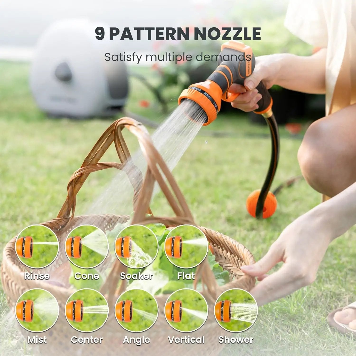 Giraffe Tools Retractable Hose Reel with 1/2 Inch x 100FT, Heavy Duty Ground Mount Garden Hose Reel, Automatic Rewind,with 9-Function Sprayer Nozzle & Flexible Swivel Base by GreenHaven Gardens