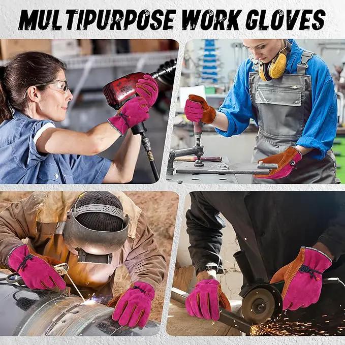 HLDD HANDLANDY Leather Work Gloves for Men & Women, Adjustable Wrist Cowhide Gardening Glove with Reinforced Palm for Driver by GreenHaven Gardens