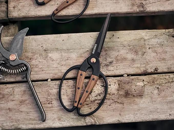Barebones Garden Scissors - Walnut Scissors - Garden Supplies and Indoor Plant Accessories - Plant Shears with Wide Handles - Comfortable Fit Hand Pruners (Large) by GreenHaven Gardens