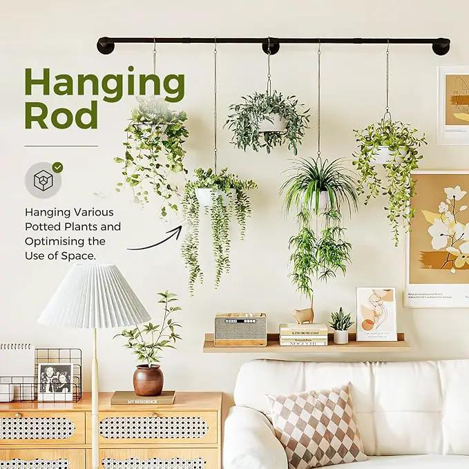 Bamworld Plant Hanger Indoor 70in Hanging Planters Rod Hanging Plant Holder for Window Plant Shelves Metal Rod，Pots Not Included by GreenHaven Gardens