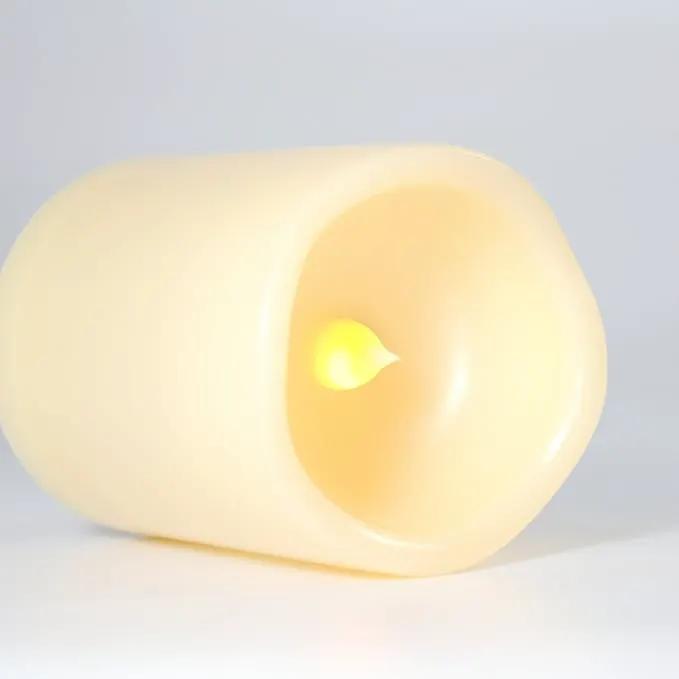Waterproof Outdoor Battery Operated Flameless LED Pillar Candle with Timer Flickering Plastic Resin Electric Decorative Night Light Lantern Patio Garden Home Decor Party Wedding Decorations D3 xH5 by GreenHaven Gardens