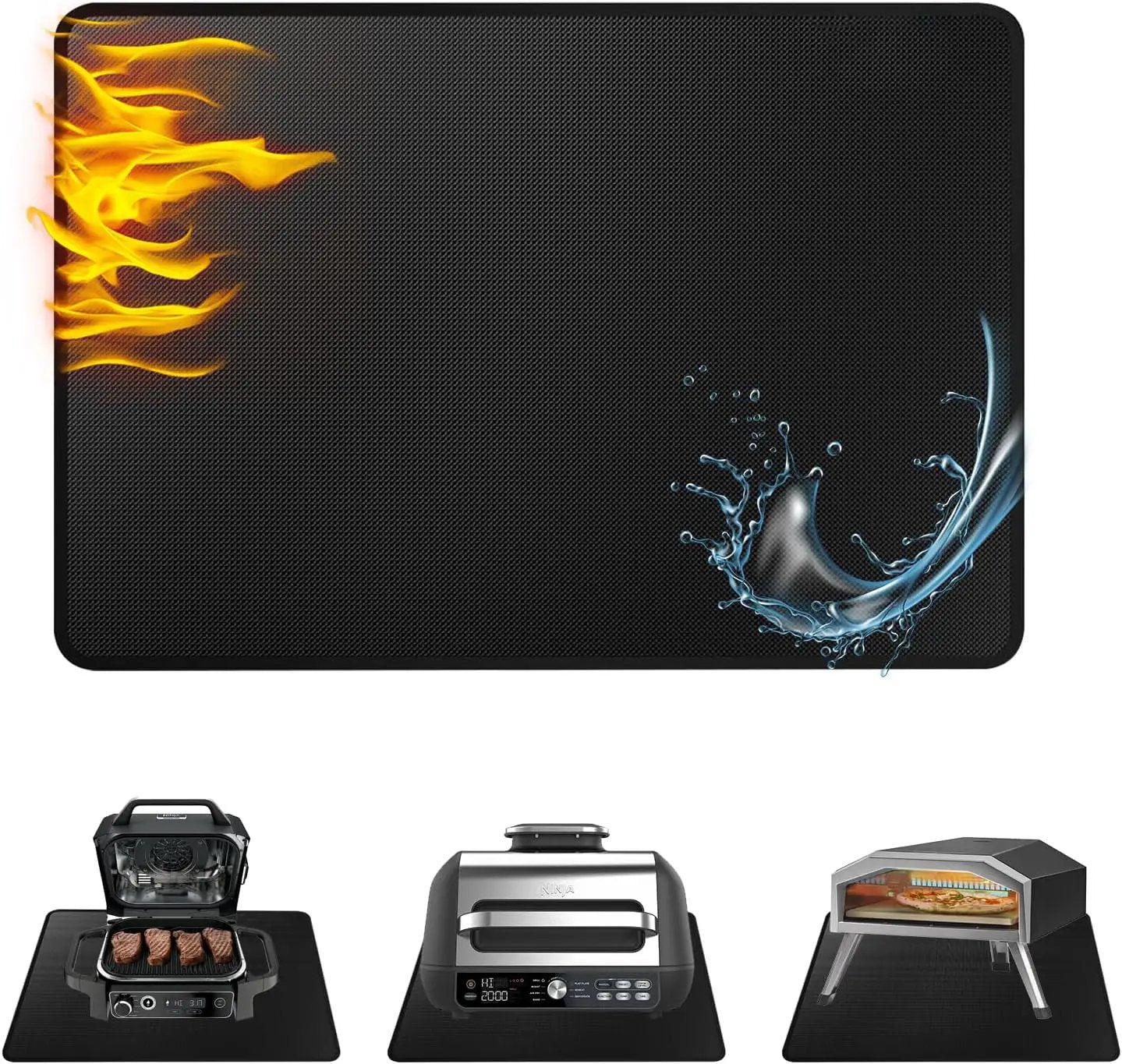 Heat Resistant Grill Mat, 25 x 20 inches Double-sided fireproof and waterproof BBQ protection mat Multi-Purpose for Grills Pizza Ovens Smokers Black by GreenHaven Gardens