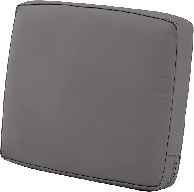 Classic Accessories Montlake Water-Resistant 19 x 20 x 4 Inch Patio Lounge Back Cushion, Light Charcoal Grey, Outdoor Loveseat Cushions by GreenHaven Gardens