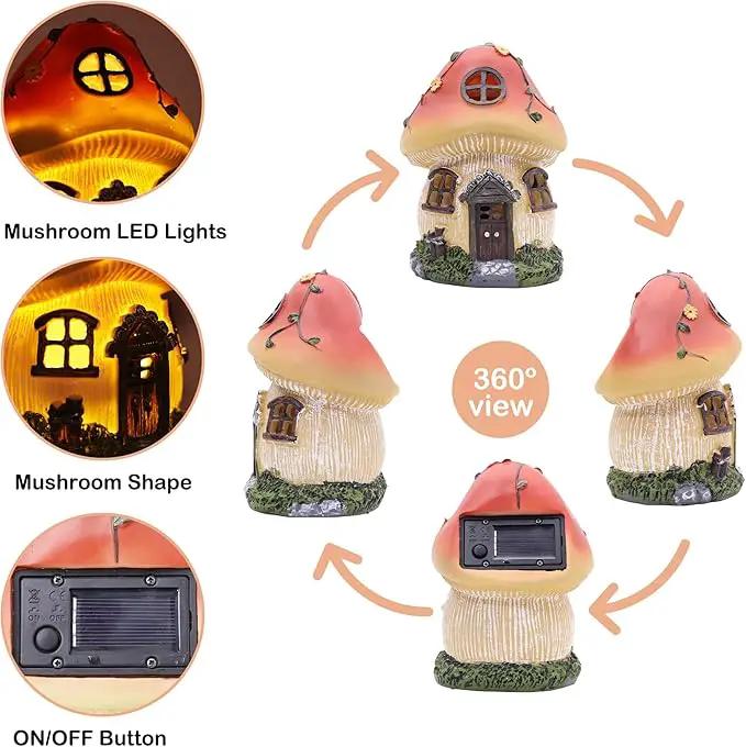 Attivolife Mushroom Fairy House Solar Light, Outdoor Home Garden Resin Statue Flickering LED Lamp, Lawn Porch Patio Yard Backyard Plant Decoration, Unique Gift for Women Mom Housewarming Birthday by GreenHaven Gardens