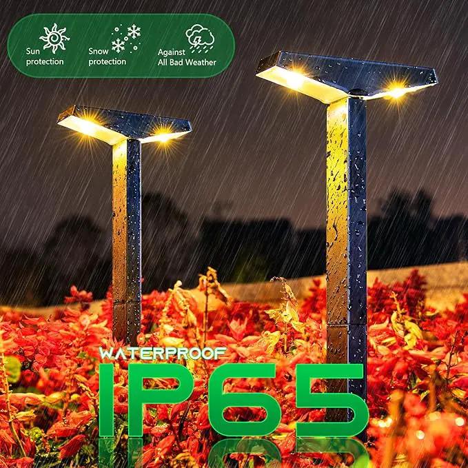 JSOT Outdoor Solar Lights Waterproof, Modern Solar-Powered Landscape Lights for Outside Pathway 8 Pack, Solar Dusk to Dawn Lights Outdoor for Sidewalks, Driveway, Garden, Yard Lighting. (Warm White) by GreenHaven Gardens