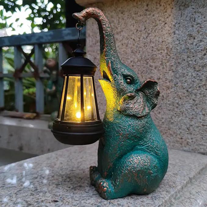 JOYBEE Garden Statues Elephant with Solar Lantern Outdoor Decor-Elephant Solar Figurines Lights Decorations for Patio Yard Lawn Ornaments-Gifts for Birthday Easter Housewarming by GreenHaven Gardens