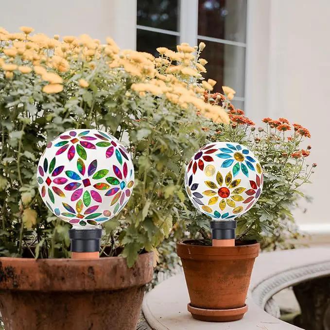 Terracotta Watering Spikes Mosaic Watering Globes for Outdoor Plants 2 Pack Automatic Plant Waterer Watering Devices Water Bulbs by GreenHaven Gardens