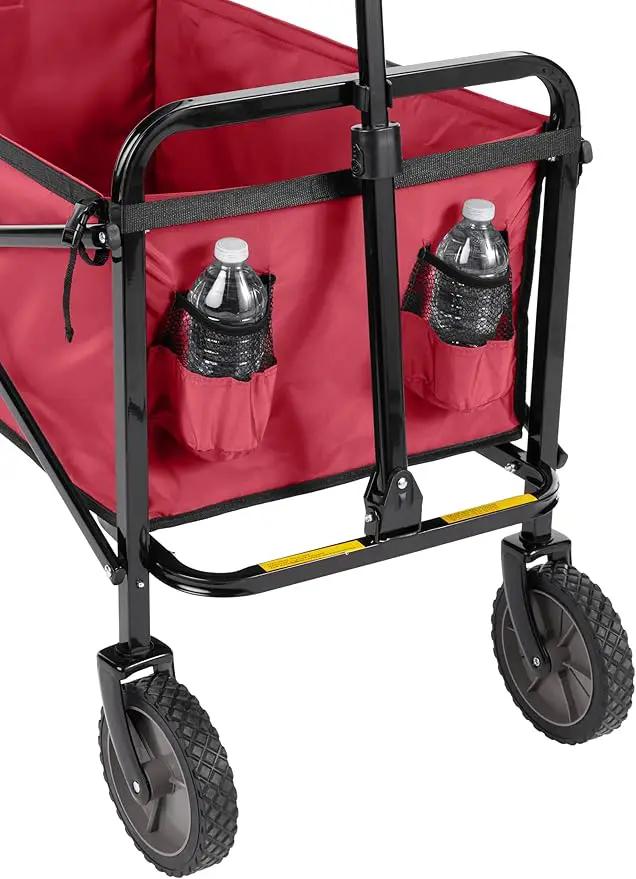 Amazon Basics Collapsible Folding Heavy Duty Utility Wagon for Outdoor Sports, 265 pounds Weight Capacity, Camping, Garden, and Shopping, 27.6 x 40.9 x 20 inches, Red by GreenHaven Gardens