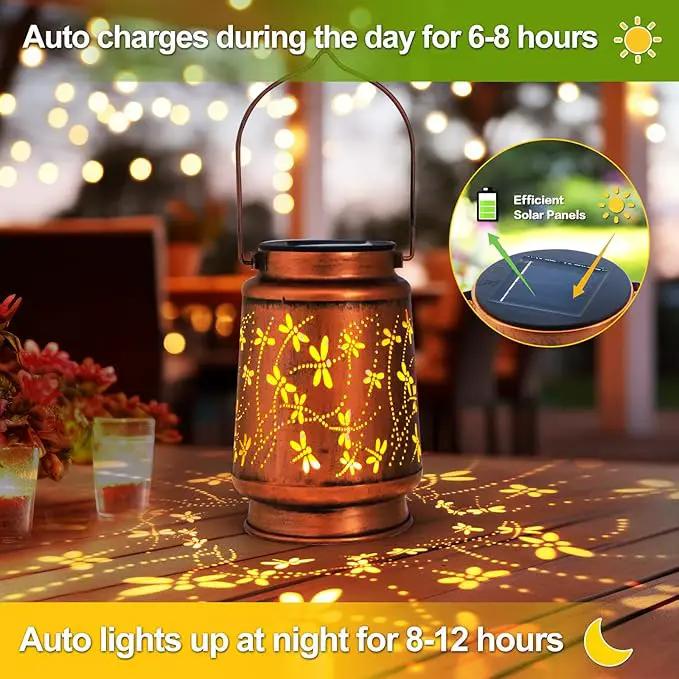 2 Pack Dragonfly Solar Lantern Lights Outdoor Decor, Hanging Metal Decorations Waterproof with LED Light, Landscape Lights for Garden Patio Yard Lawn Backyard Front Porch Gifts for Mom Grandma by GreenHaven Gardens