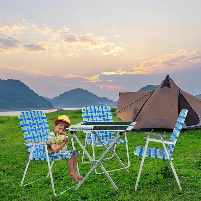 VINGLI Oversized Patio Lawn Chairs Folding 1 Piece, Webbed Folding Chair Outdoor Beach Chair Portable Camping Chair for Yard, Garden (Blue, Oversized) by GreenHaven Gardens