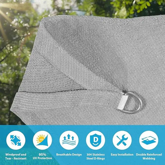 Amagenix Sun Shade Sail 10'X10'X14.1' Curved Edge Outdoor Shade Canopy Light Grey Breathable 95% UV Block Shade Cloth for Patio Garden Backyard (We Make Custom Size) by GreenHaven Gardens