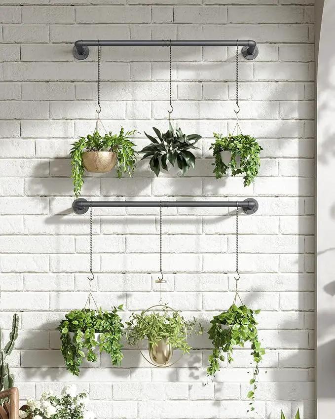 Plant Hanger Indoor, 2 Pack Hanging Planters Rod for Indoor Plants with 6 Hanging Chains, Wall Plant Hanging Rod for Window Ceiling, 38.2 Inch, Metal/Black, Pots Not Included… by GreenHaven Gardens
