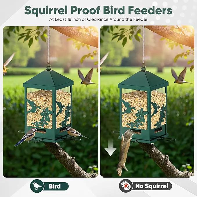 Squirrel Proof Bird Feeders for Outdoors, 6LBS Extra Large Capacity Hanging Metal Bird Feeder with Weight-Activated Perches, Wild Bird Feeders for Outside Finch, Cardinal, Blue Jay by GreenHaven Gardens