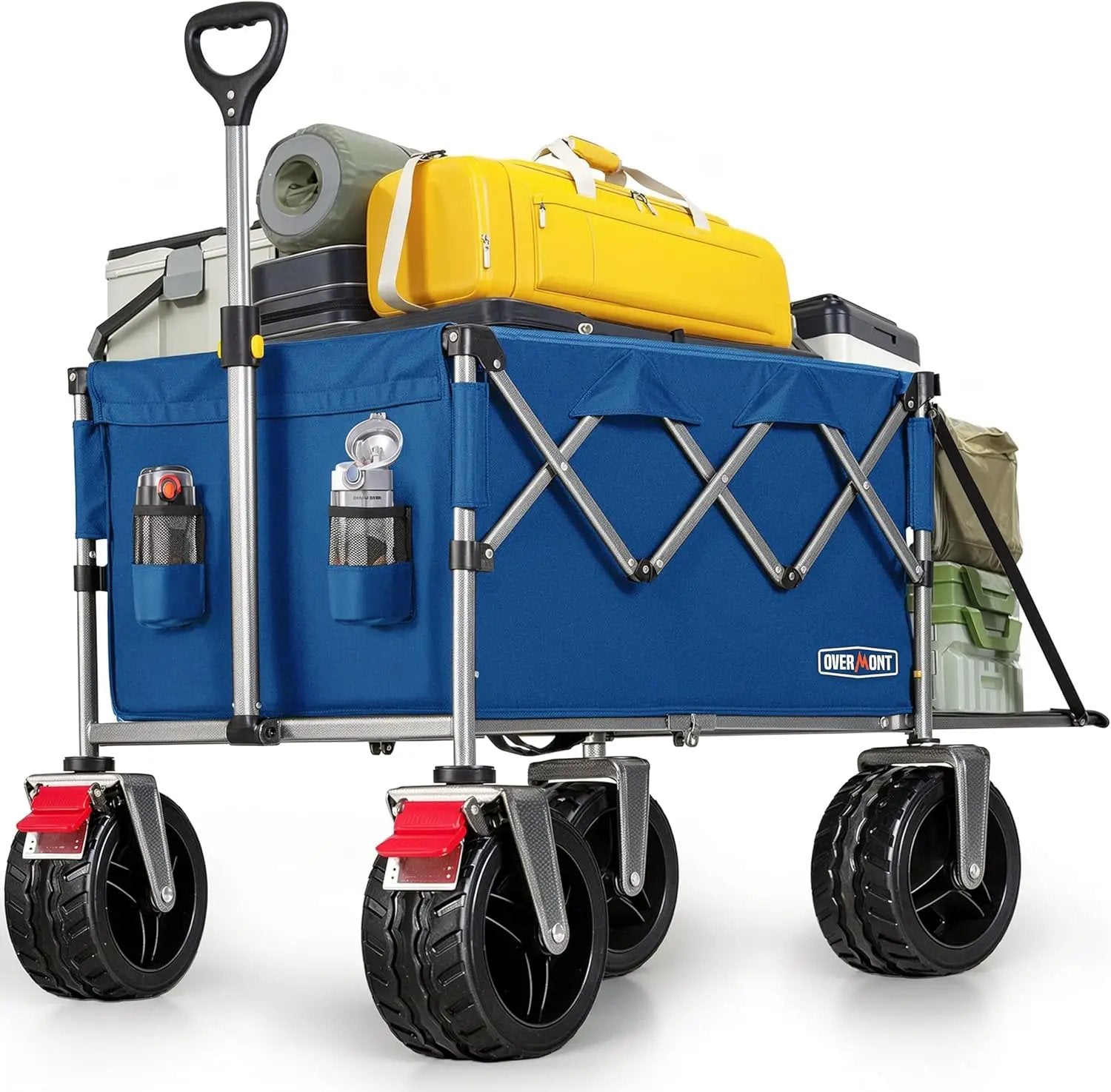Overmont Collapsible Wagon with Tailgate - 49.2" Extended Heavy Duty Foldable Utility Wagon Folding Cart with All-Terrain Wheels for Outdoor Camping Sports Garden Beach Grocery - 300lbs Support by GreenHaven Gardens