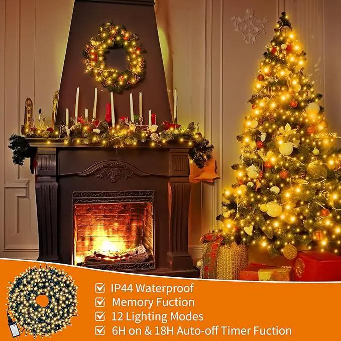 Christmas Light 500 LEDs 172ft Green Cable Wire Fairy String Outdoor Twinkle Lights Plug in 12 Modes for Xmas Party, Garden, Wedding, Home Decoration (Warm White) by GreenHaven Gardens