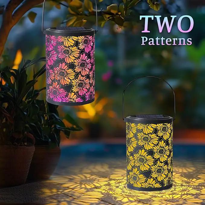 Solar-Powered Iron Art Lantern - Two Lighting Modes Waterproof Hanging Ambiance Lighting for Gardens & Patios, Perfect as Decorative Gift Housewarming Gift Mom Gifts (Flower) by GreenHaven Gardens