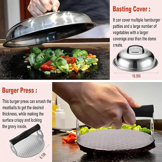 38PCS Flat Top Grill Accessories Set - Must Have for Your Outdoor with Professional Griddle Spatula, Cleaning Kit, Grill Basting Cover - Ideal Griddle Gift for Men Women by GreenHaven Gardens