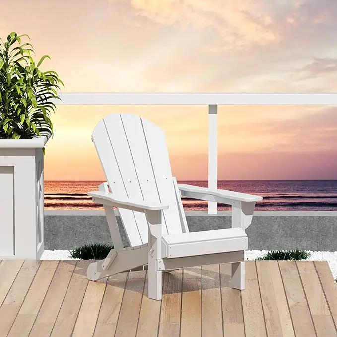 Westin Outdoors Laguna WO Home Outdoor Adirondack Folding Chair Lounger Seat Traditional Retro Home Furniture for Beach, Balcony, Backyard, Lawn, Patio, Pool, Deck, Garden (White) by GreenHaven Gardens