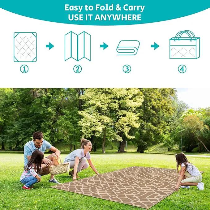 HEBE Outdoor Rug Waterproof 9x12, Reversible Plastic Straw Rug RV Camping Rug, Indoor Outdoor Patio Mat Clearance, Outside Carpet for Porch,Deck,Camper,Balcony,Backyard,Picnic by GreenHaven Gardens