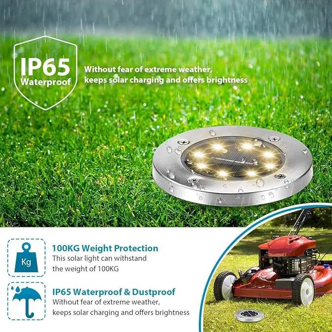 Aogist Solar Ground Lights 12 Packs, 8 LED Solar Garden Lights, Waterproof Outdoor Solar Disk Lights, In-ground Outdoor Landscape Lights for Pathway Yard Walkway Patio Lawn Path (Warm White) by GreenHaven Gardens