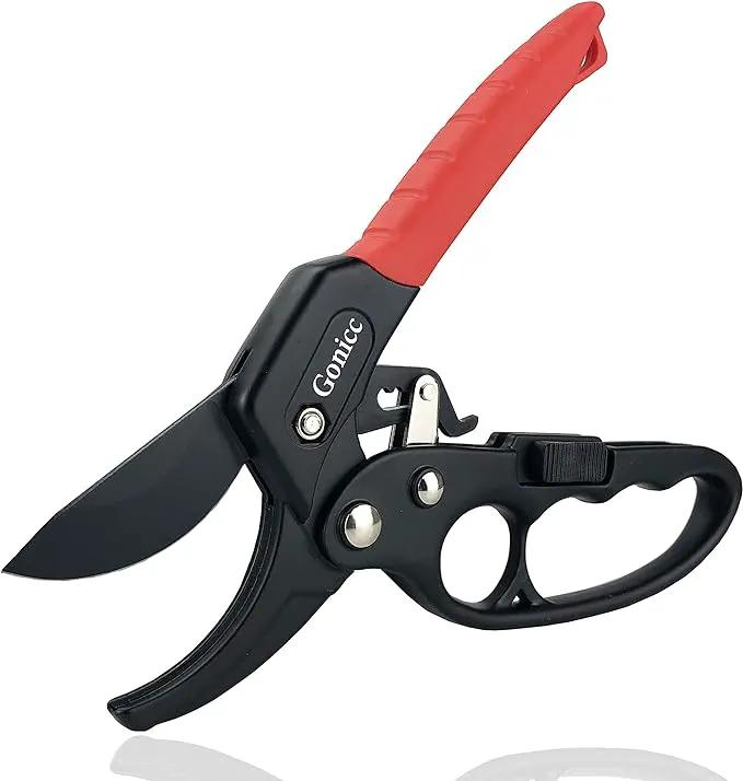 gonicc 8" Professional Ratchet Anvil Pruning Shears (GPPS-1011), Ratcheting Mechanism, Anvil groove design, Reinforced Design Handle, Garden Shears Clippers, Anvil Pruner, Hand Tools Scissors Loppers by GreenHaven Gardens