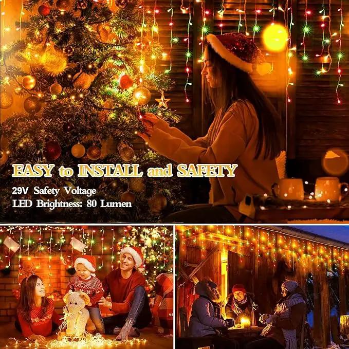 960 LED 98FT Christmas Lights Plug in 8 Modes with Timer Dimmable Christmas Decorations Outdoor Waterproof Indoor Curtain String Lights for Roof Garden Holiday Wedding Party Decor Red + Green by GreenHaven Gardens