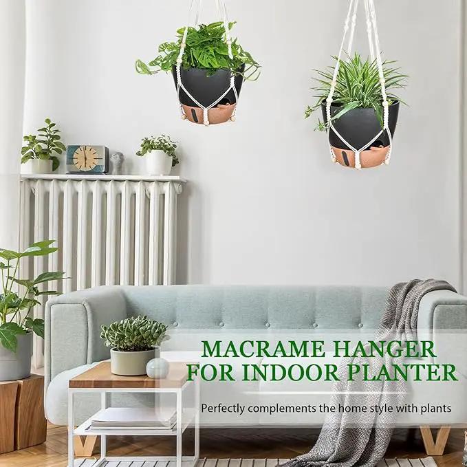 10 Inch Hanging Planters for Indoor Plants, 2 Pack Self Watering Hanging Baskets Flower Pots with Drainage Hole, Visual Reservoir & 2 Kinds of Plant Hanger for Outdoor Garden Home Decor by GreenHaven Gardens