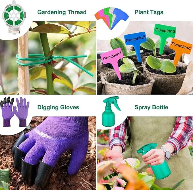 Garden Tools Set 83 Piece, Succulent Tools Set Included, Heavy Duty Aluminum Gardening Tools for Gardening, Non-Slip Ergonomic Handle Tools, Storage Tote Bag, Gifts Tools for Women by GreenHaven Gardens