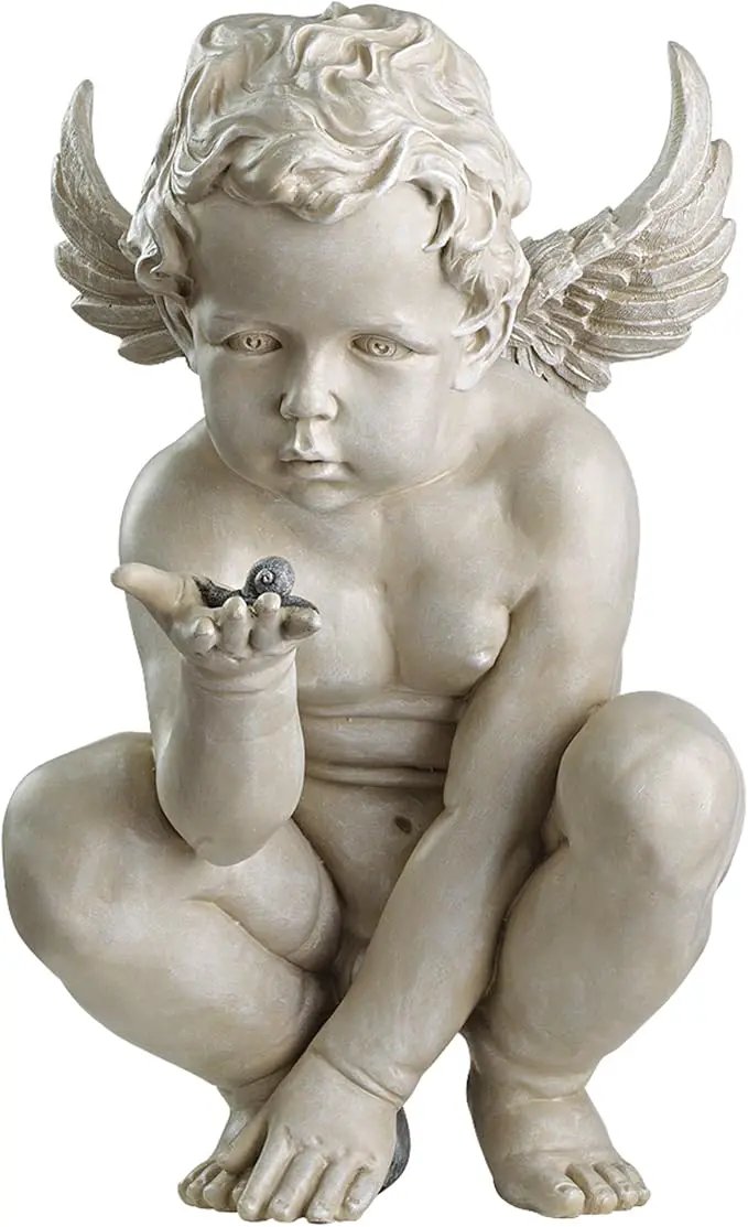 Design Toscano EU4360 Life's Mysteries Cherub Garden Statue, 15 Inch, Antique Stone by GreenHaven Gardens