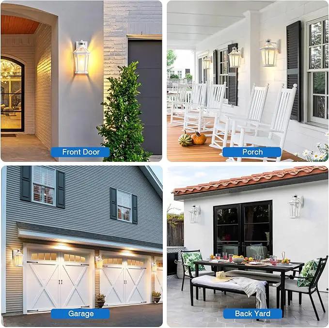 VIANIS Motion Sensor Outdoor Exterior Light Fixture, White Outdoor Porch Lights Wall Mount, Waterproof Dusk to Dawn Coach Lantern, Modern Outdoor Lights Fixtures for Garage, Front Door by GreenHaven Gardens