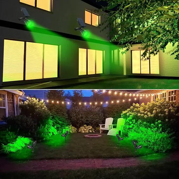 T-SUNUS Green Solar Landscape Lights Christmas 4 Pack, IP65 Waterproof Halloween Garden Pond Light, Auto-on/Off Security Spotlight for St. Patrick's Day Flag Tree Wall Patio Yard Driveway Pool Area by GreenHaven Gardens