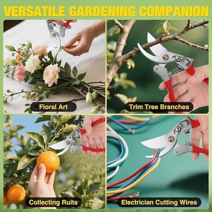 Yesker Pruning Shears Garden Shears 8.6" Professional Bypass Garden Scissors Yard Clippers with Sharp SK5 Steel Blade Heavy Duty Hand Pruners for Branch Flower Plant Trimming Cutting Gardening Tools by GreenHaven Gardens