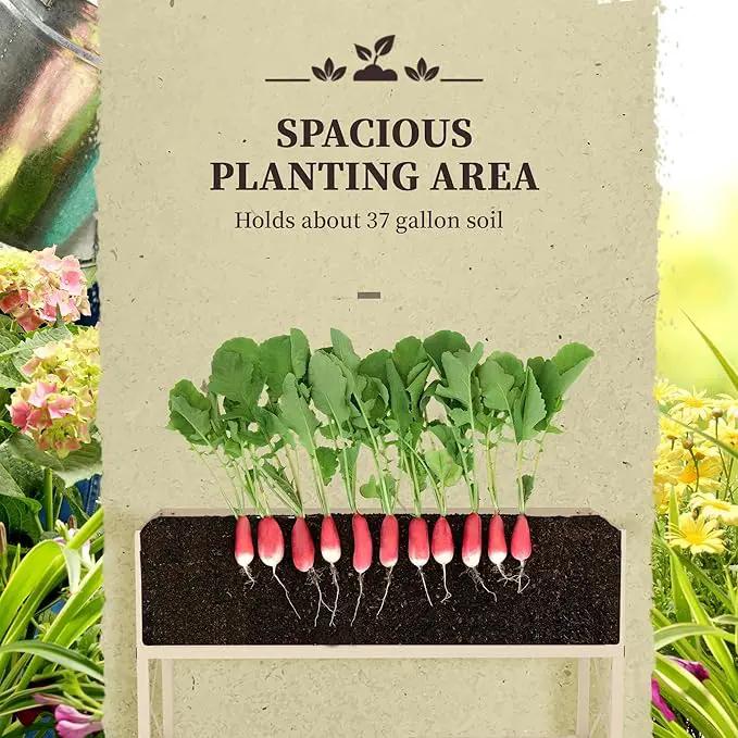Outsunny Raised Garden Bed with Galvanized Steel Frame, Storage Shelf and Bed Liner, Elevated Planter Box with Legs for Vegetables, Flowers, Herbs, Cream by GreenHaven Gardens