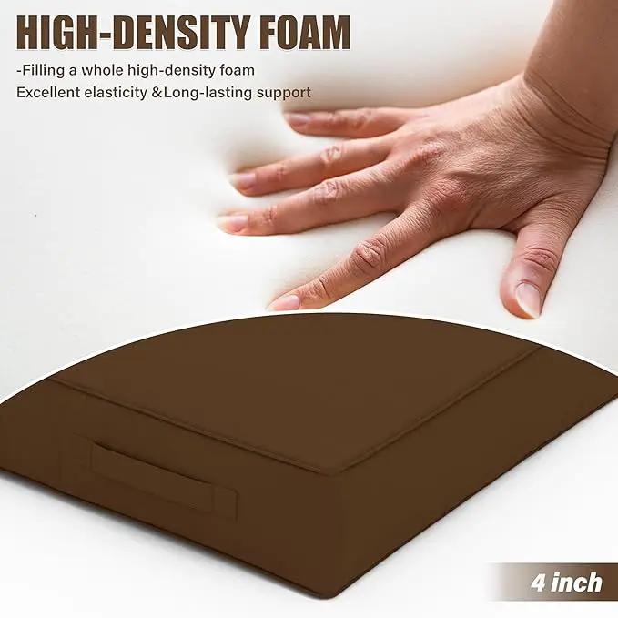 Patio Chair Cushions 19 X 19 X 4 Inch Waterproof Outdoor Seat Cushions for Patio Furniture, Outdoor Sofa Couch Pads with Ties & Handle, Set of 2, Chocolate by GreenHaven Gardens